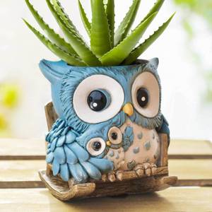 lot 9152 image: Saysmile Unique Owl Plant Pots Indoor, Cute Small Succulent Pots with Drainage Hole, Rocking Chair Planters for Outdoor Indoor Plants, Resin Flower Pot for String of Pearls, Gift Ideas for Mother