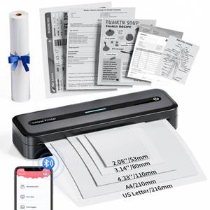 COLORWING Portable Printers Wireless for Travel, 300DPI Mini Compact Inkless Printer, Thermal Bluetooth Printer Compatible with Android and iOS Smartphone & Tablet & Laptop - Black