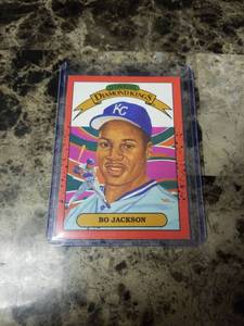 lot 1120 image: 1989 Leaf Donruss Diamond Kings Bo Jackson Kansas City Royals Baseball Card