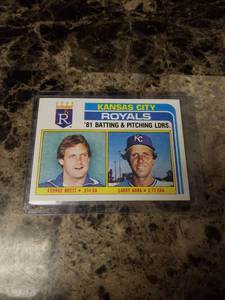 lot 1134 image: 1982 Topps George Brett Larry Gura Kansas City Royals Baseball Card