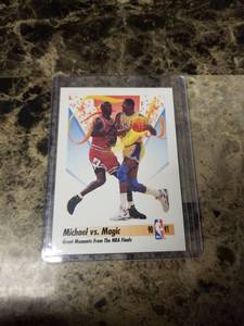 lot 1143 image: 1991 Skybox Michael Jordan vs. Magic Johnson Basketball Card