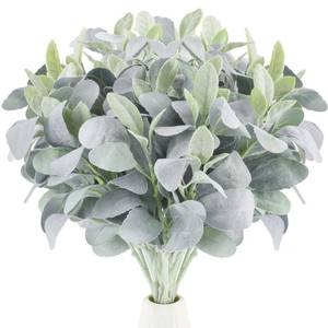 lot 1365 image: Jexine 15 Pcs Artificial Lambs Ear Greenery Stems Faux Branches for Weddings Bouquets Picks Rustic Wedding Centerpiece Artificial Greenery Spray for Home Farmhouse DIY Wreath Floral Arrangement