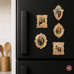 lot 1373 image: 97 Decor Small Gold Picture Frames Set (No Standing & Backing) - 5 Mini Vintage Frames For Galley Wall, Valentines Day Gifts For Couple, Boyfriend, Assorted Gold Vintage Miniature Frame (Non-magnetic)