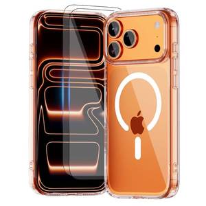 lot 1374 image: Yunjews for iPhone 17 pro Max Case, Compatible with MagSafe, Clear with No Yellowing, with 2 Pieces Tempered Glass, Military Grade Shockproof Protective Cover, Slim Rugged Design, 6.9 Inch