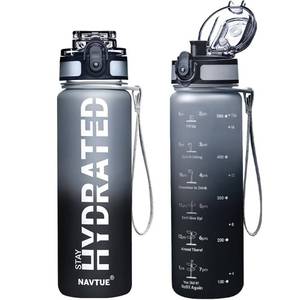 lot 1385 image: NAVTUE Water Bottle, 16oz Sports Water Bottles with Time Marker Wide Mouth, Motivational and Leakproof Drink Bottle, BPA Free Tritan with Carry Strap for Gym Fitness Outdoor(1 Bottle)