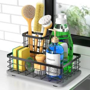 lot 1394 image: HOKEMOM Kitchen Sink Caddy Organizer, Stay-Dry Anywhere & No Drainage Needed Sponge Holder for Kitchen Sink Countertop,Stainless Steel with Rust-Resistant Coating-10.24 L x 6.5 W x 5.83 H