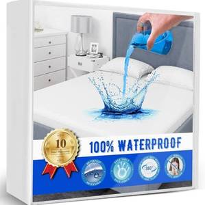 lot 1400 image: Full Size Mattress Protector Waterproof Mattress Topper Pad Cover Super Noiseless Soft & Breathable Mattress Protector Terry for Pets Kids Adults 54 x 75 Fitted Bed Sheets