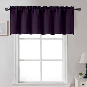 lot 1409 image: Gwine Plum Purple Valance for Windows, Light Filtering Small Valance Kitchen Curtains for Living Room Bathroom Basement, Modern Farmhouse Rod Pocket Window Treatment, 60 Wx18 L, 1 Piece, Plum Purple
