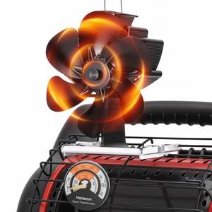 lot 1417 image: Wood Stove Fan Compatible for Buddy Heater, Heat Powered Stove Fan with Bracket for Heaters, Thermal Fireplace Fan Non Electric for CampingPicnicsPelletWood Burning Stove