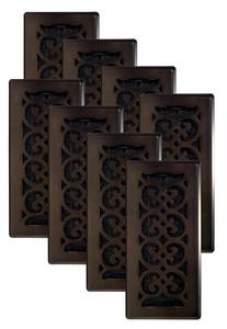 lot 1421 image: Decor Grates SPH410-RB-8 Scroll Design Floor Register, 4x10, Rubbed Bronze Finish, 8 Pack