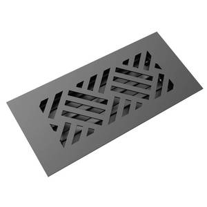 lot 1422 image: Reggio Register 4x10 Floor Vent Cover, Low-Profile Steel Register, Black Diagonal Pattern, Rust-Resistant Louver, Made in USA