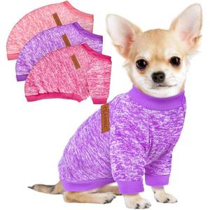 lot 1428 image: 3 Pack Dog Sweaters for Small Dogs Girl Boy Winter Fleece Clothes Warm Soft Dog Sweatshirt Outfit for Dogs Cats Pet Apparel
