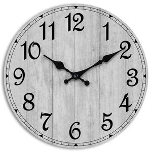 lot 1446 image: HYLANDA Wall Clock, Rustic Wall Clocks Battery Operated Silent Non Ticking, Country Round Wooden Clocks Farmhous Wall Decorative for Kitchen, Bathroom, Living Room (Gray 8 Inch)