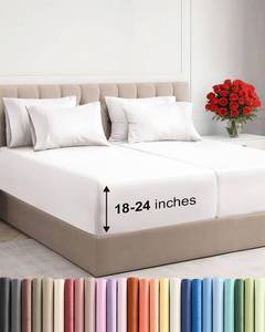 lot 1449 image: Extra Deep Split King Sheet Set - 7 Piece Breathable and Cooling Sheets - Hotel Luxury Bedding for Women, Men, Kids & Teens - Easy Secure Fit - Soft & Wrinkle Free - Extra Deep Pockets - Antique White
