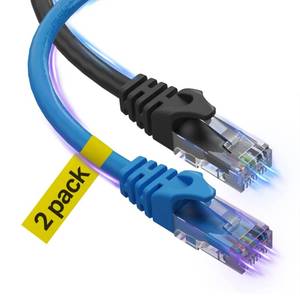 lot 1486 image: Cat 6 Ethernet Cable 6 Ft 2 Pack, Cat 6 Cable Outdoor&Indoor, High Speed 10Gbps Internet Network Cable, Cat6 Ethernet Patch Cable Long, Computer LAN Cable for Router, Modem, PS45 - Blue & Black