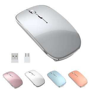 lot 1494 image: Halpilt Wireless Mouse Chargeable Portable Silent USB and Type-C Dual Mode Wireless Mouse 3 Adjustable DPI for Laptop, Mac, Android, PC (Q23S Black) (Grey)
