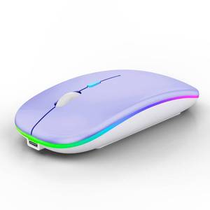 lot 1499 image: WREANU Wireless Bluetooth Mouse Rechargeable Laptop Mice with LED Lights Silent Slim Use(BT5.2 and 2.4G Portable USB Receiver)Dual Mode Computer Mouse for LaptopiPadTabletAppleComputerMac(Purple)