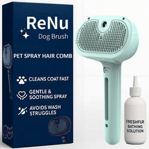 lot 1507 image: Renu Dog Brush - 3-in-1 Self-Cleaning Steamy Pet Brush for Dogs & Cats, Fresh Fur Shower Brush That Removes Loose Hair, Reduces Shedding, Grooming Tool for Long & Short Hair, Wet or Dry Use (Green)