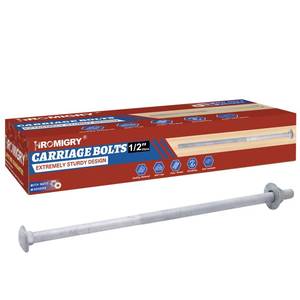 lot 1513 image: HROMIGRY 12 x 9 Carriage Bolts (25 PCS), Hot Dip Galvanized, Heavy Duty Round Head with Washers and Nuts