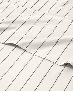 lot 1515 image: Striped Sheets - Beige &amp White Striped Sheets - 1 Flat &amp 1 Fitted &amp 2 Pillowcases w Deep Pockets Wrinkle &amp Fade Free - Soft, Breathable and Cooling Luxury Pinstripe Bedding - Queen Size Bed Set