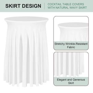 lot 1517 image: BDDC Cocktail Table Covers - 1Pack 32x 43 White Cocktail Table Tablecloth with Natural Wavy Round Skirt for Bar Wedding Party Banquet