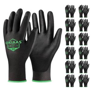 lot 1519 image: OKIAAS Mens Ultra-Thin and Lightweight Working Gloves with Grip, 12 Pairs, Black, Medium