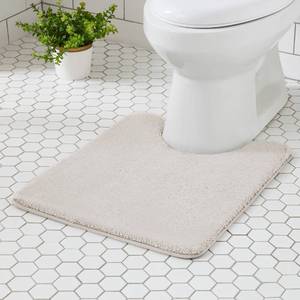 lot 1530 image: MINIDEAR Toilet Rugs 24x20 - U Shaped Beige Thick Memory Foam Contour Rugs,Ultra Soft & Plush Fluffy, Non-Slip, Quick Dry, Absorbent Washable Floor Microfiber Mat for Home Decor Accessories