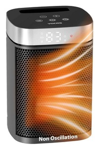 lot 1532 image: Small Portable Space Heater for Indoor Use - VOCRS 1500W PTC Electric Heater with Thermostat, Remote Control, 12H Timer, Eco and Fan Mode, Rapid and Safe Heating for Bedroom, Office NO REMOTE