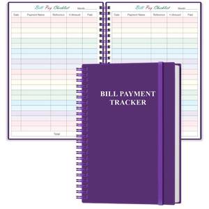 lot 1537 image: Bill Tracker Notebook - Monthly Bill Organizer & Planner for Personal Budgeting Financial, Monthly Bill Payment Checklist, 5.8 x 8.5, Purple