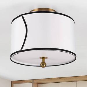 lot 1542 image: Huiuansu 12.6 Drum-Shaped White Fabric Flush Mount Ceiling Light with 3-Light Fixture, Recessed Roll-in Installation, Ideal for Living Room, Bedroom, Bathroom, Farmhouse Foyer
