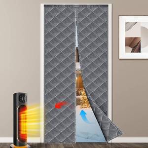 lot 1545 image: Magnetic Thermal Insulated Door Curtain, Temporary Cover, Durable Upgraded Oxford Cloth & Thicken Cotton Fill, Soundproof and Windproof (Gray, Fits Size 38 x 82)