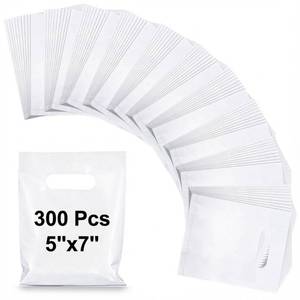 lot 1561 image: Maitys 300 Pcs 5x7 Small Plastic Gift Bags with Handles, 2 Mil Thick Mini Goodie Treat Bag Bulk for Candy, Easter Birthday Graduation Party Favor Bags for Small Business Vendors(White)