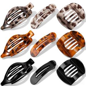 lot 1562 image: Obeoby 9 PCS Flat Hair Clips for Women, 3 Types Strong-Hold French Flat Claw Clips for Thin Thick Hair Barrettes Duckbill Large Medium Accessories (Tortoiseshell)
