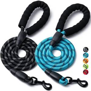 lot 1564 image: 2 Pack Dog Leash, 456 FT Heavy Duty Nylon Rope Pet Leashes with Comfortable Padded Handle, Reflective Dog Leashes for Small Medium and Large Dogs (5FT-12,BlackBlue)