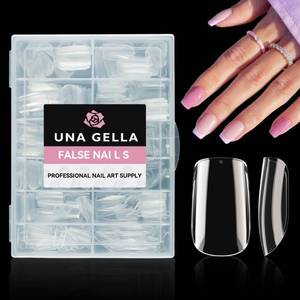 lot 1589 image: UNA GELLA Short Square Nail Tips 216pcs Short Square Gel Tips 12 Sizes Press On Nails Full Cover Clear Fake Nails Extension for Home DIY Nail Salon