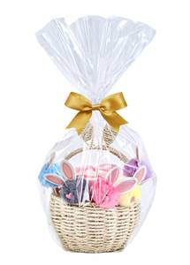 lot 1592 image: Wowfit 10 CT 16x24 Inch Clear Cellophane Gift Bags Food-Safe Cello Bags for Small Gift Baskets, Wine Raffles, Bridal or Baby Showers, and More (No Gusset, Ribbon Not Included)