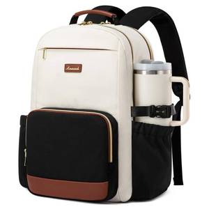 lot 1602 image: LOVEVOOK Laptop Backpack for Women with Pouch Pocket for Large Capacity Cup,15.6 Inch Laptop Computer Bag Travel Backpack Purse,Waterproof Work Business Backpack College Teacher Bags,Beige-Black-Brown