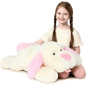 lot 1609 image: MorisMos Giant Dog Stuffed Animals, 31inch Large Stuffed Dog Plush Soft Big Puppy Pillow Gifts for Kids, Teens, Girls, Pink