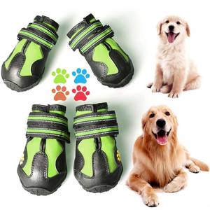 lot 1620 image: CovertSafe& Dog Boots for Dogs Non-Slip, Waterproof Dog Booties for Outdoor, Dog Shoes for Medium to Large Dogs 4Pcs with Rugged Sole Grey-Green