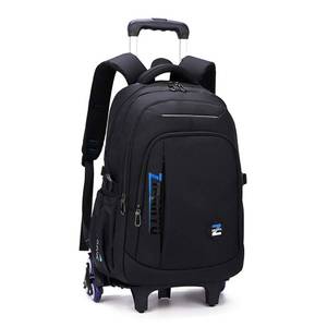 lot 1621 image: VIDOSCLA Black Kids Boys Rolling Backpack Teens Carry-on Luggage with Wheels Trolly BookBag for School-6 Wheels