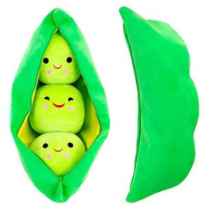 lot 1627 image: AOQI Giant Peas in A Pod Plush Toy Pea Pod Pillow Cute Pea Stuffed Toys Plant Doll Various Sizes (Green Beans,15.740cm)