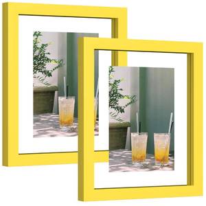 lot 1632 image: eletecpro 8x10 Yellow Floating Picture Frames Set of 2, Real Double Glass Picture Frames for Wall Mount, Vertical or Horizontal Display Multi-Size Photos and Artworks up to 8 x 10 Inches, Home Decor