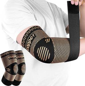 lot 1635 image: Copper Elbow Sleeve,Elbow Compression Sleeve, Elbow Brace For Tendonitis and Tennis Elbow,Golfers, Arthritis, Bursitis. Elbow Pain Relief,Weightlifting, Fit for Men & Women (Medium, Strap Style)