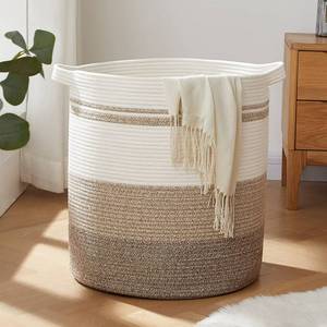 lot 1640 image: OIAHOMY 80L Laundry Baskets Hamper with Handles,Decorative Basket for Living room,Woven Storage Basket for Toys Bin,Pillows, Blankets,Clothes-20x18in-Gradient Yellow