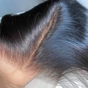 lot 1642 image: VINOVILLO 6x6 Skinlike Real HD Lace Closure Only Straight Ultra Thin Invisible Lace Virgin Human Hair Closure Pre Plucked Natural Hairline Sew In Closure Piece 22 Inch Natural Black