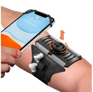 lot 1644 image: VUP Detachable Running Phone Holder 360°Rotatable Armband for iPod MP3 Player iPhone, Fits All 4-6.7 Inch Smartphone Device, with Key Holder for Running Hiking Biking (Black-Detachable)