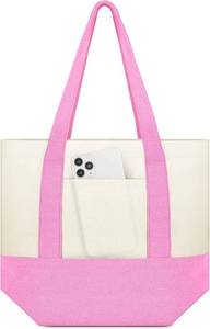 lot 1393 image: Amylove Canvas Tote Bag with Pocket 8 Pack