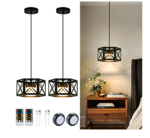 XSDeTU Modern Black Pendant Lights 2-Pack