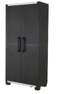 lot 8336 image: Keter Premium One 35-in W x 74-in H x 18.5-in D Freestanding Plastic Garage Cabinet in Black