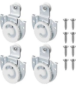 lot 8342 image: 4 Piece Sliding Closet Door Hardware Rollers Wardrobe Cabinet Door Hangers Knob Adjustable Hooks with 8 Screws